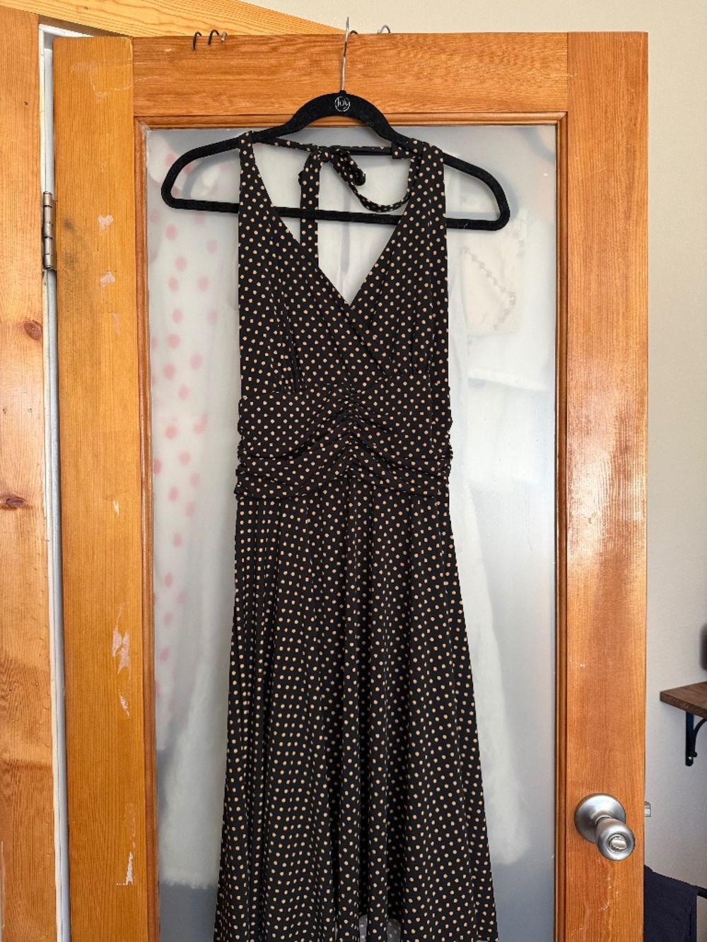 Polka Dot Halter Knit Midi Dress